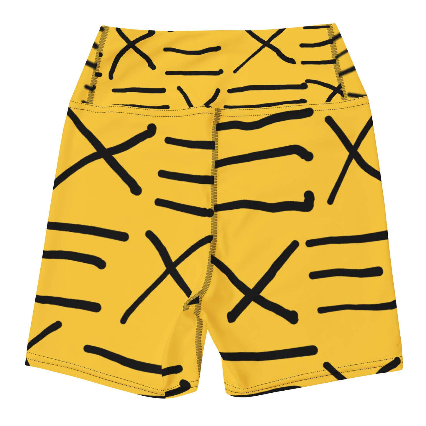 Mud Cloth Inspired Print - Yellow - Yoga Shorts