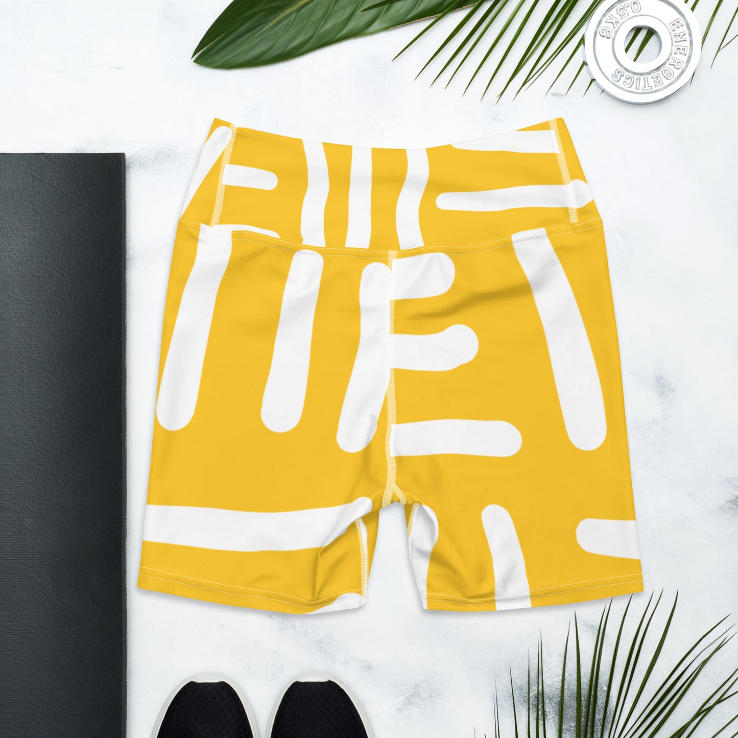 Bespoke Print II - Yellow and White Yoga Shorts