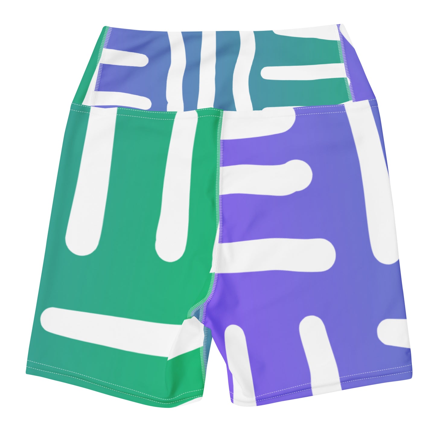 Bespoke Print II Ombre Purple and Green Yoga Shorts