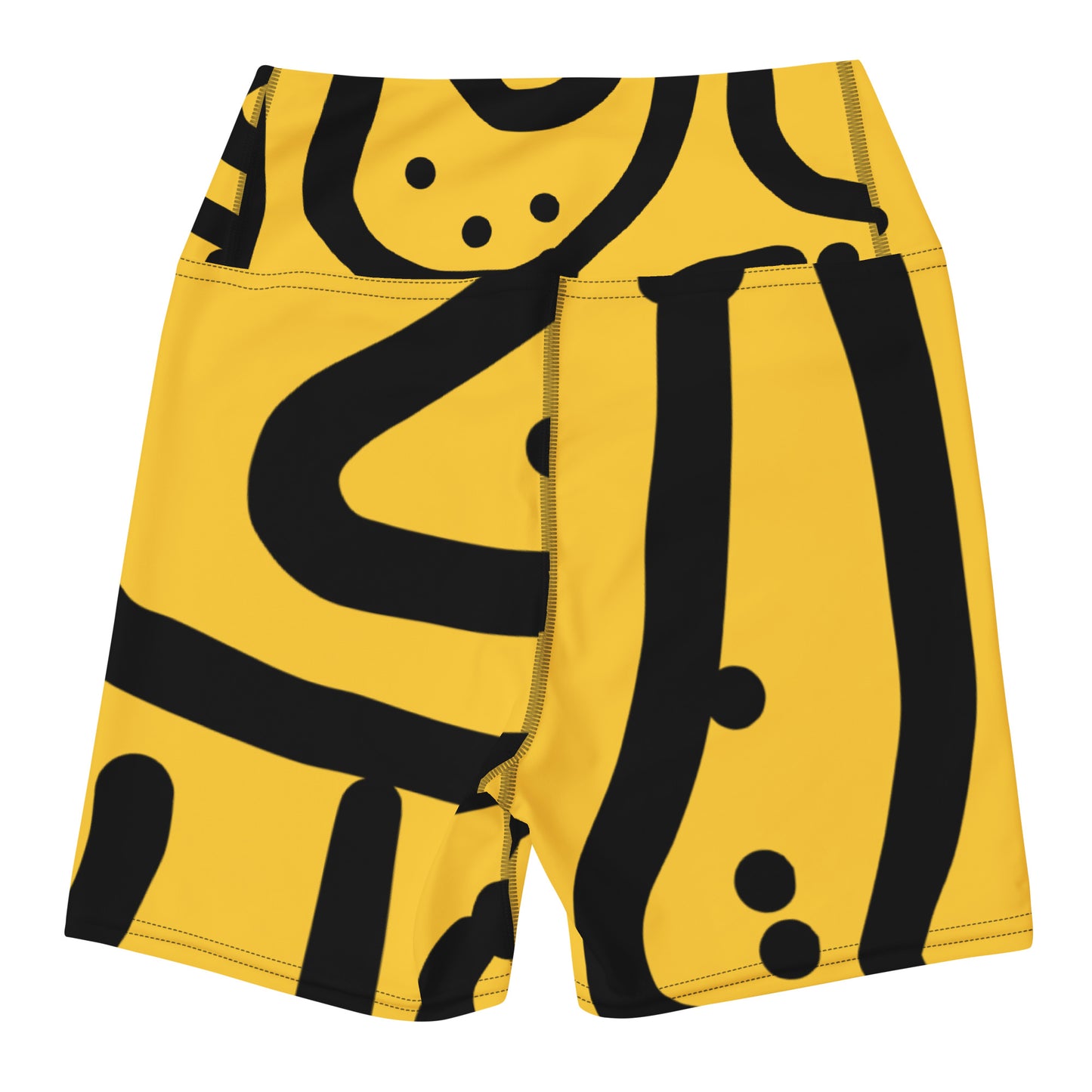 Bespoke Print II Yellow and Black Yoga Shorts