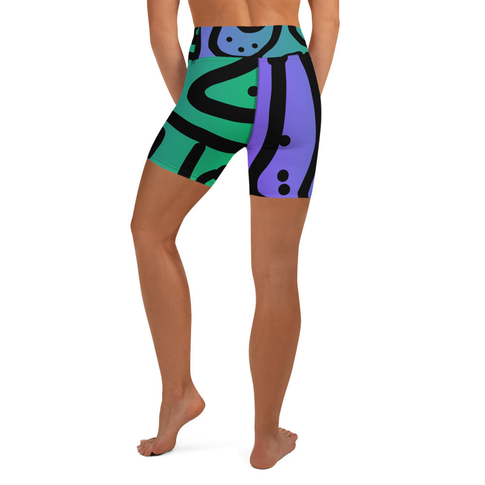 Bespoke Print II - Ombre Purple and green  Yoga Shorts