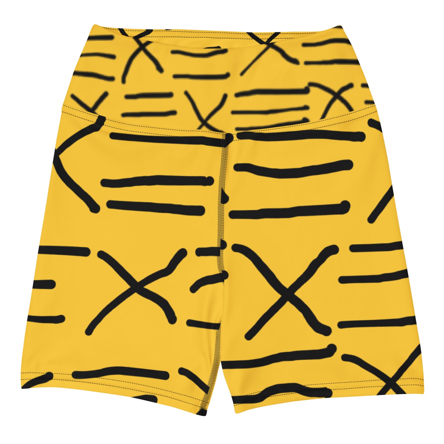 Mud Cloth Inspired Print - Yellow - Yoga Shorts