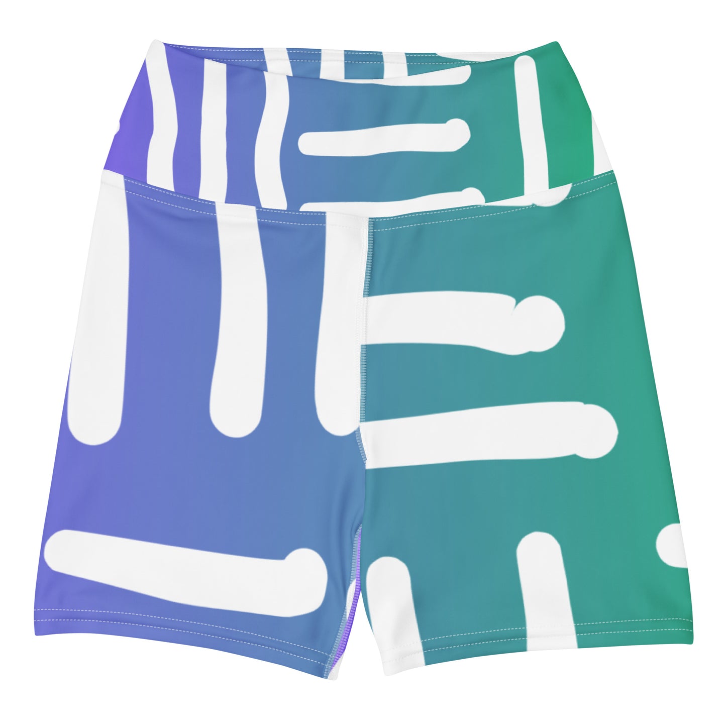 Bespoke Print II Ombre Purple and Green Yoga Shorts