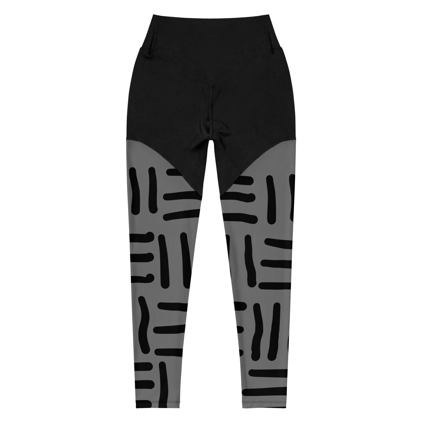 Mud Cloth Inspired Prints II - Grey and Black - Sports Leggings