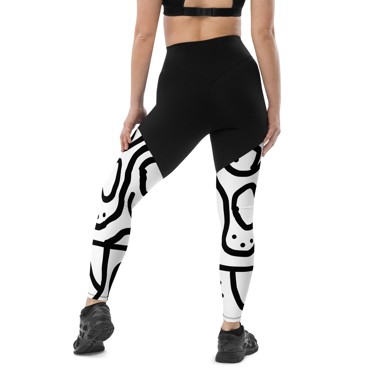 Bantu Print - Black and Blue Sports Leggings