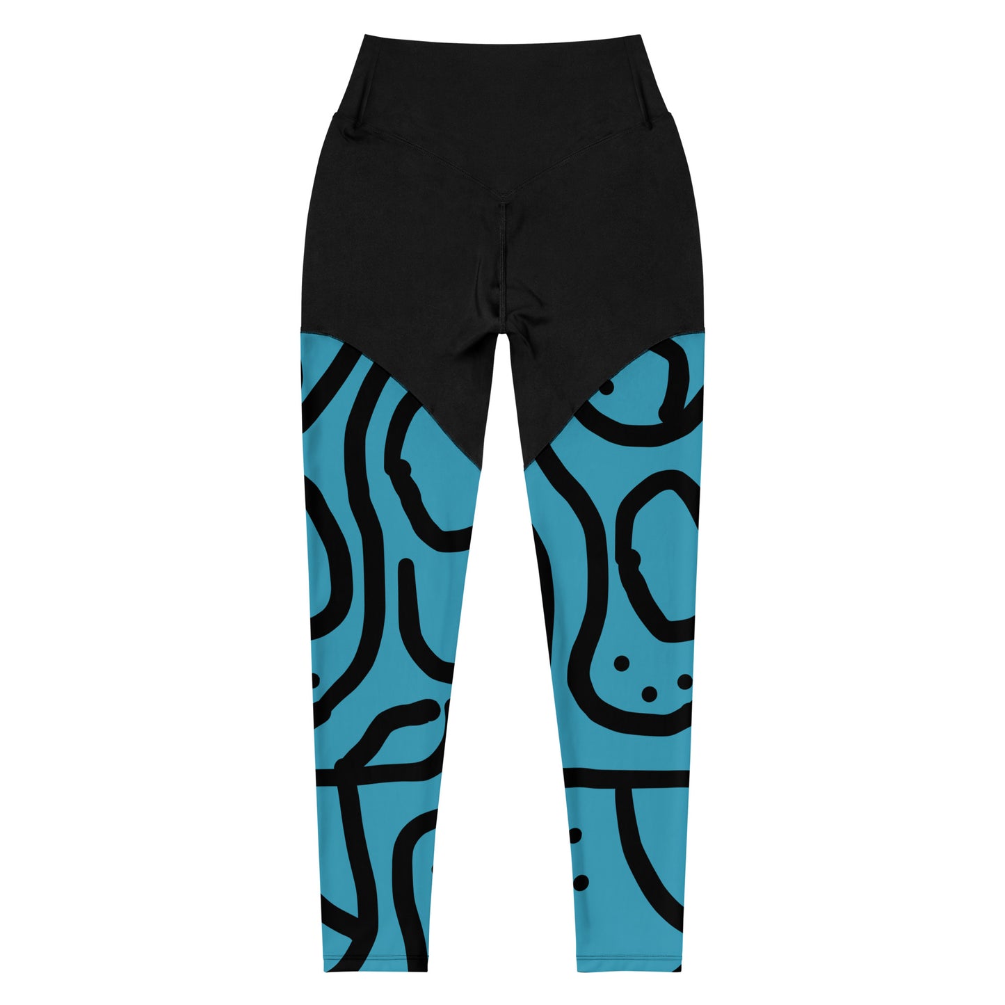 Bantu Print -Blue and Black -Sports Leggings