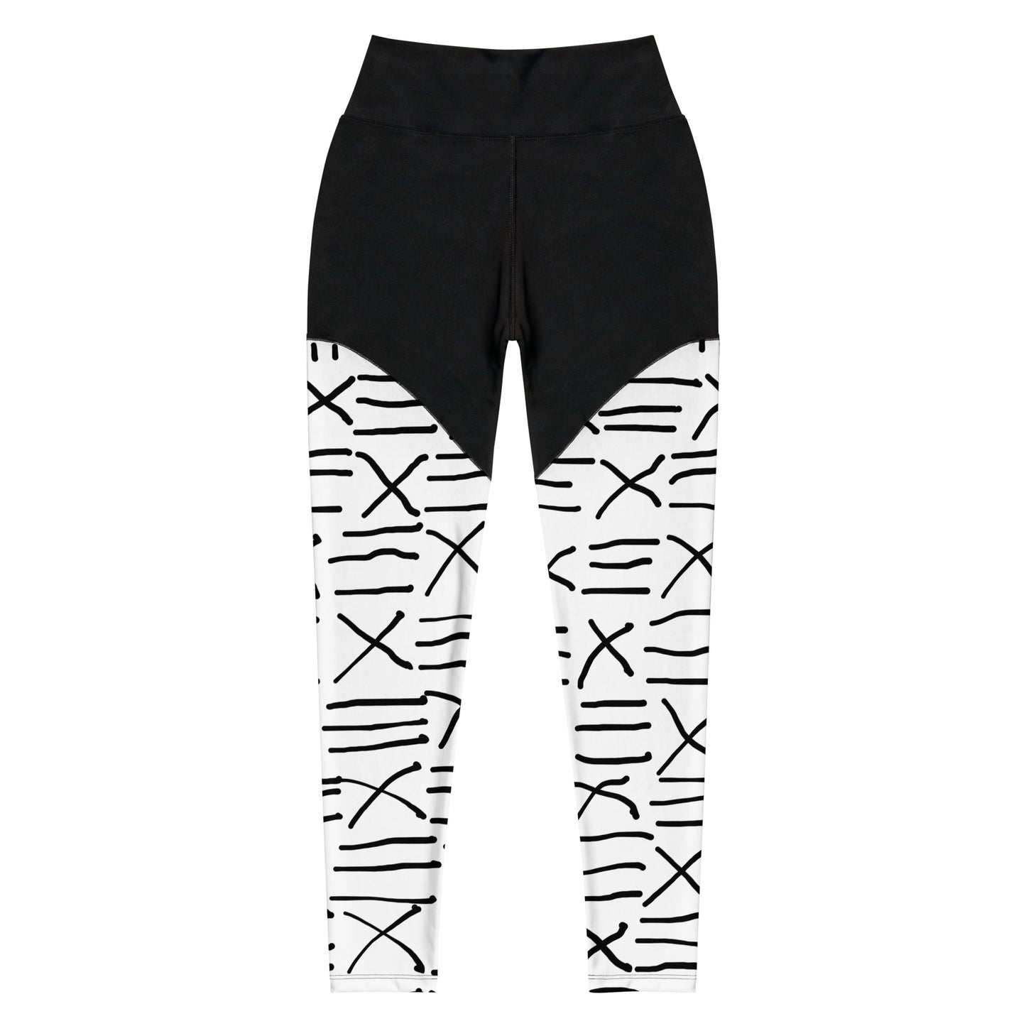 Mud Cloth Inspired Print - Sports Leggings