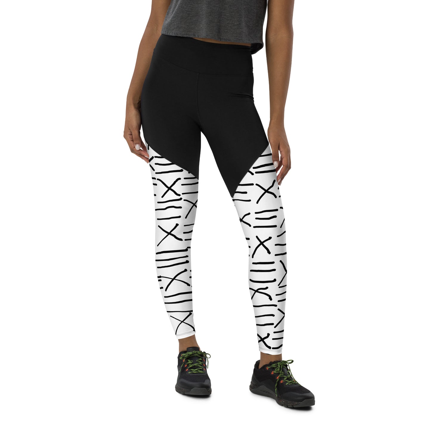 Mud Cloth Inspired Print - Sports Leggings