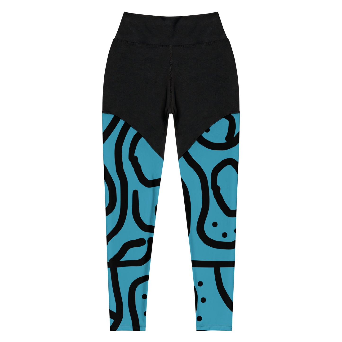 Bantu Print -Blue and Black -Sports Leggings