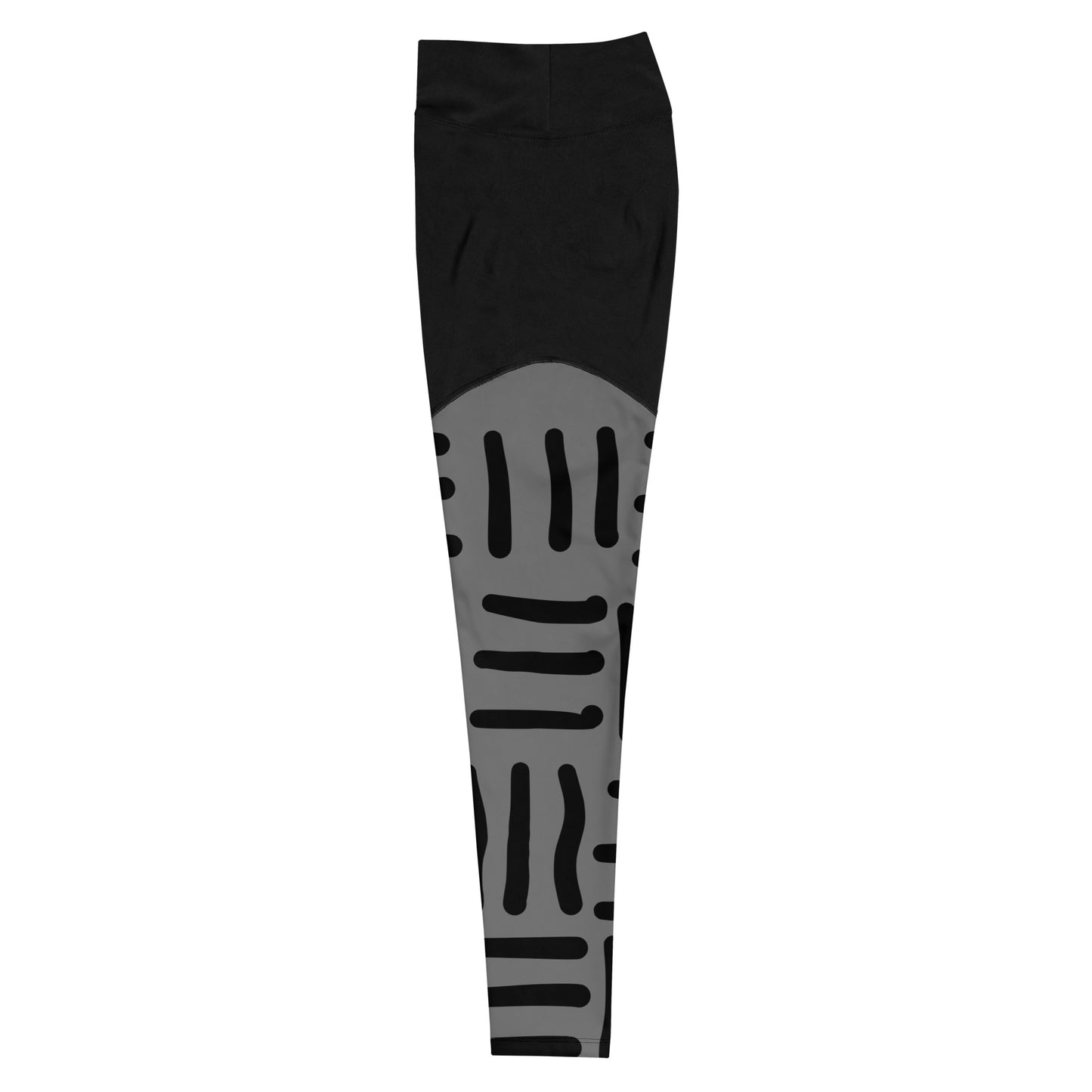 Mud Cloth Inspired Prints II - Grey and Black - Sports Leggings