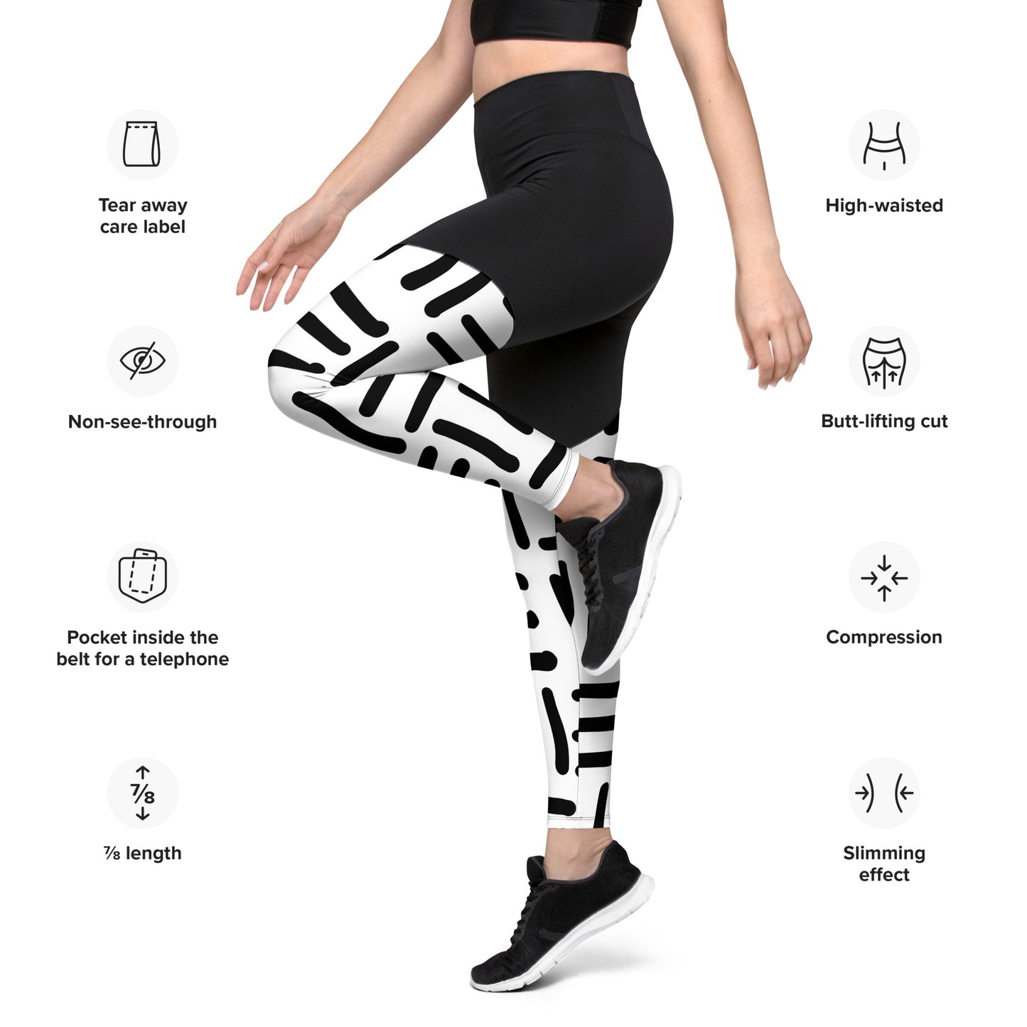 Bespoke Print ll - Black and white - Sports Leggings