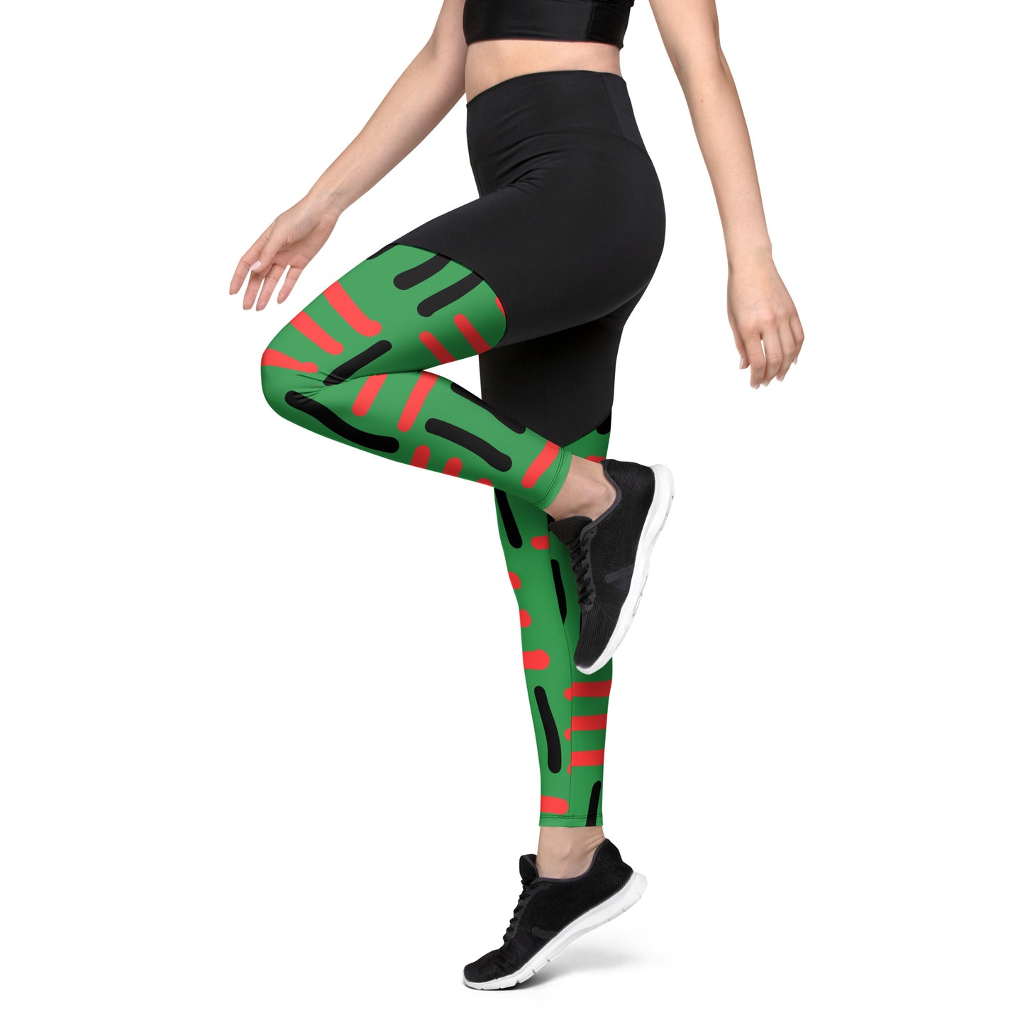 Bespoke Print II - JUNETEENTH - Black - Green - Red -Sports Leggings