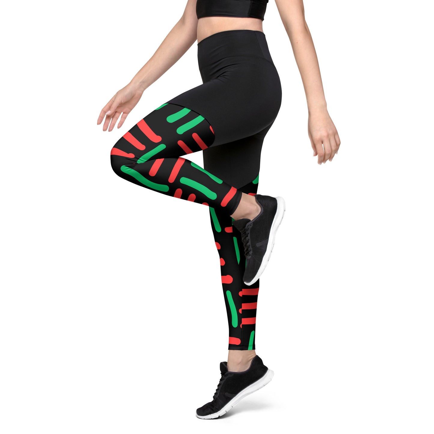 JUNETEENTH - Bespoke Prints II - Black, Red, Green - Sports Leggings