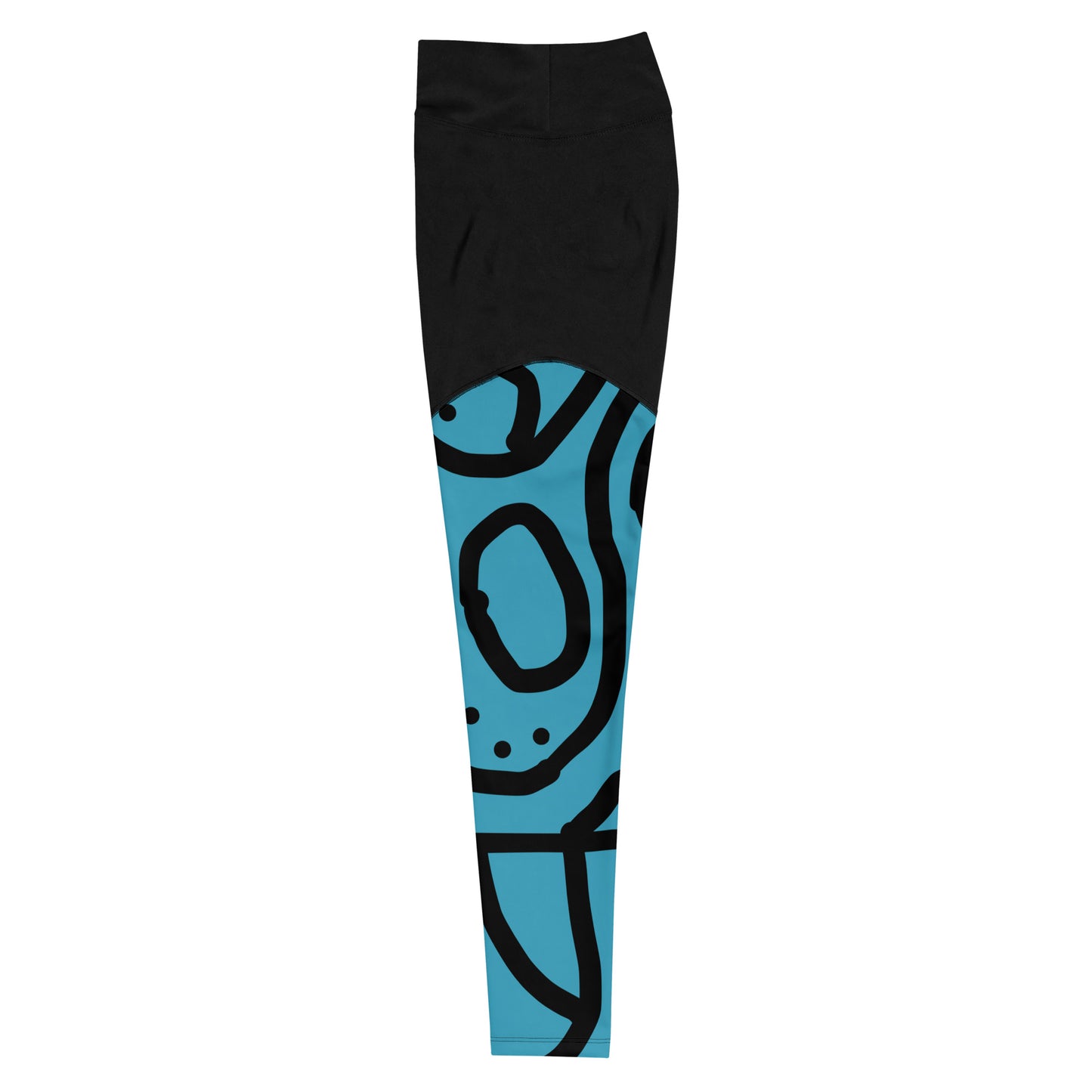 Bantu Print -Blue and Black -Sports Leggings