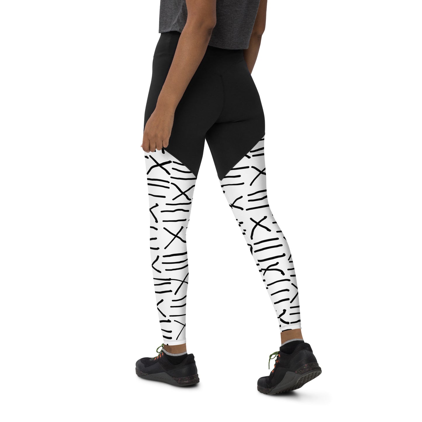 Mud Cloth Inspired Print - Sports Leggings