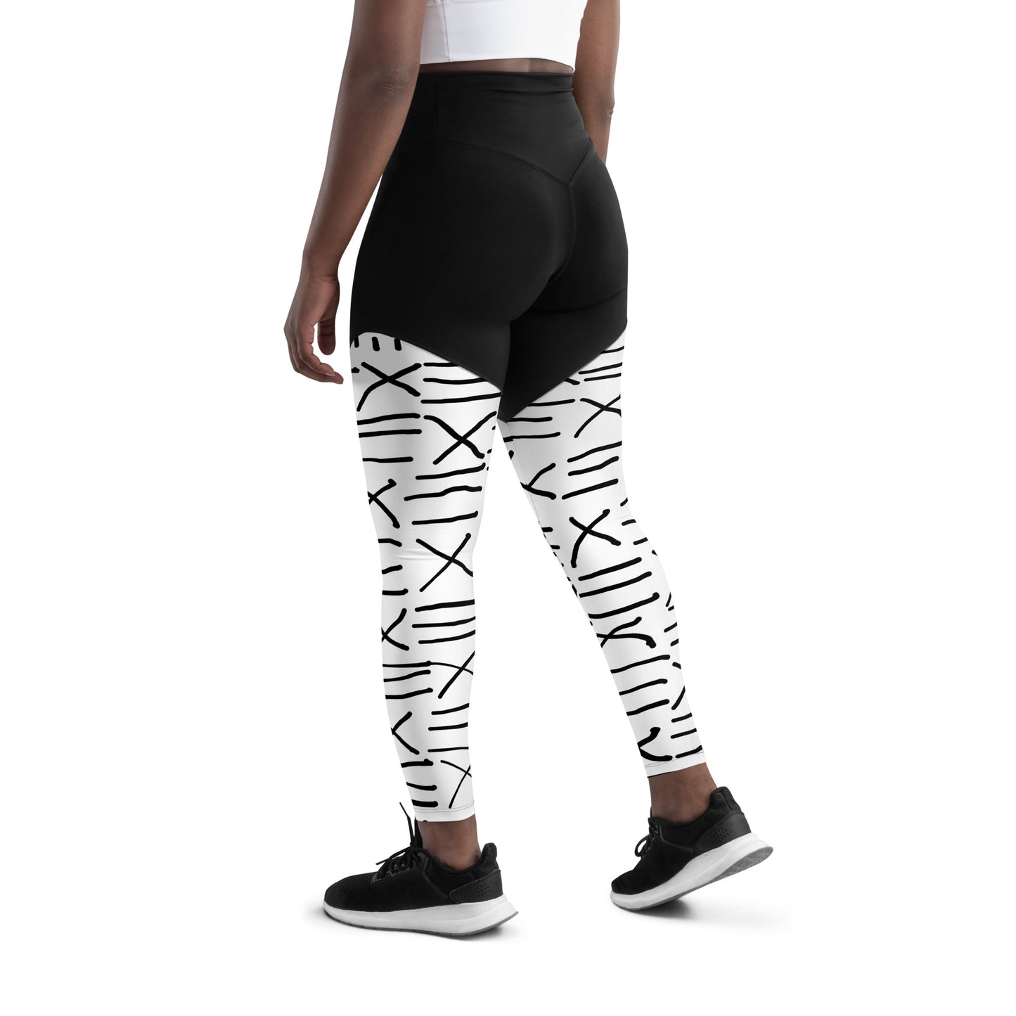 Mud Cloth Inspired Print - Sports Leggings