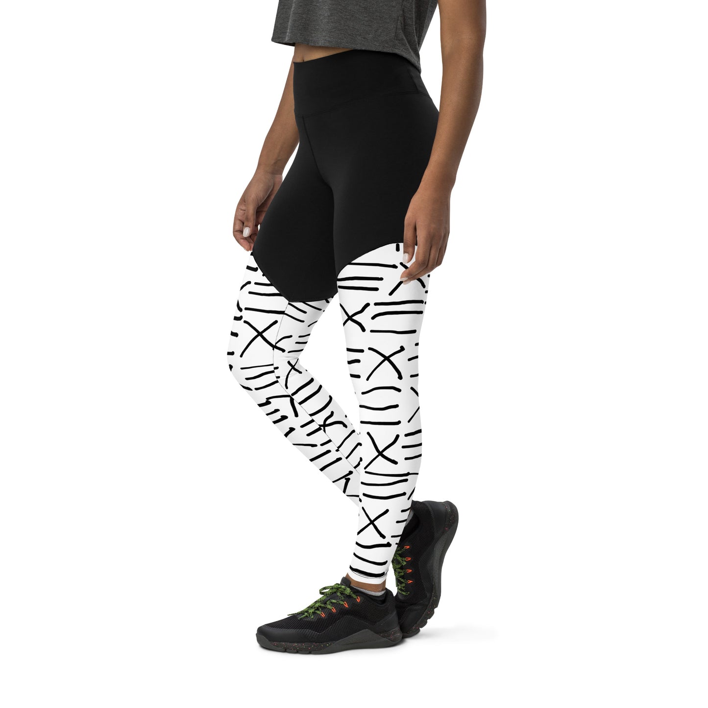 Mud Cloth Inspired Print - Sports Leggings