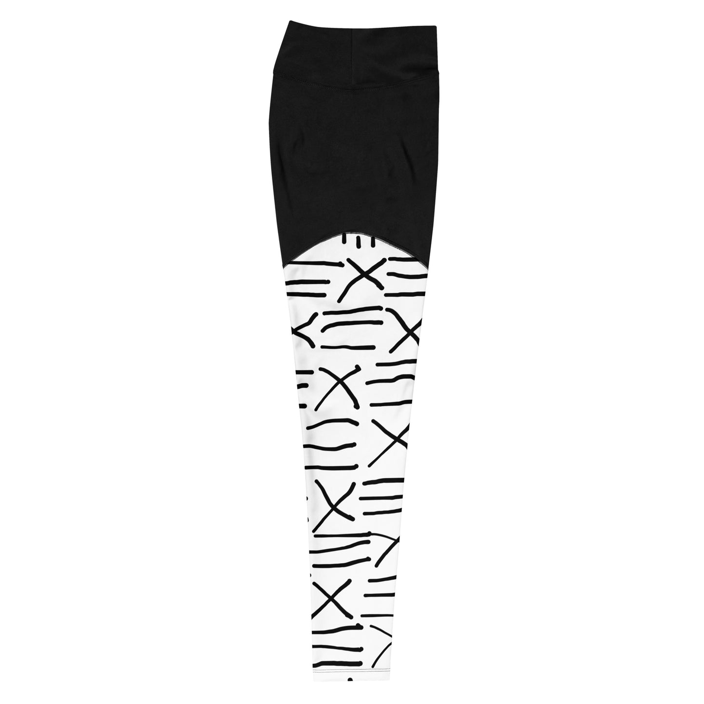 Mud Cloth Inspired Print - Sports Leggings