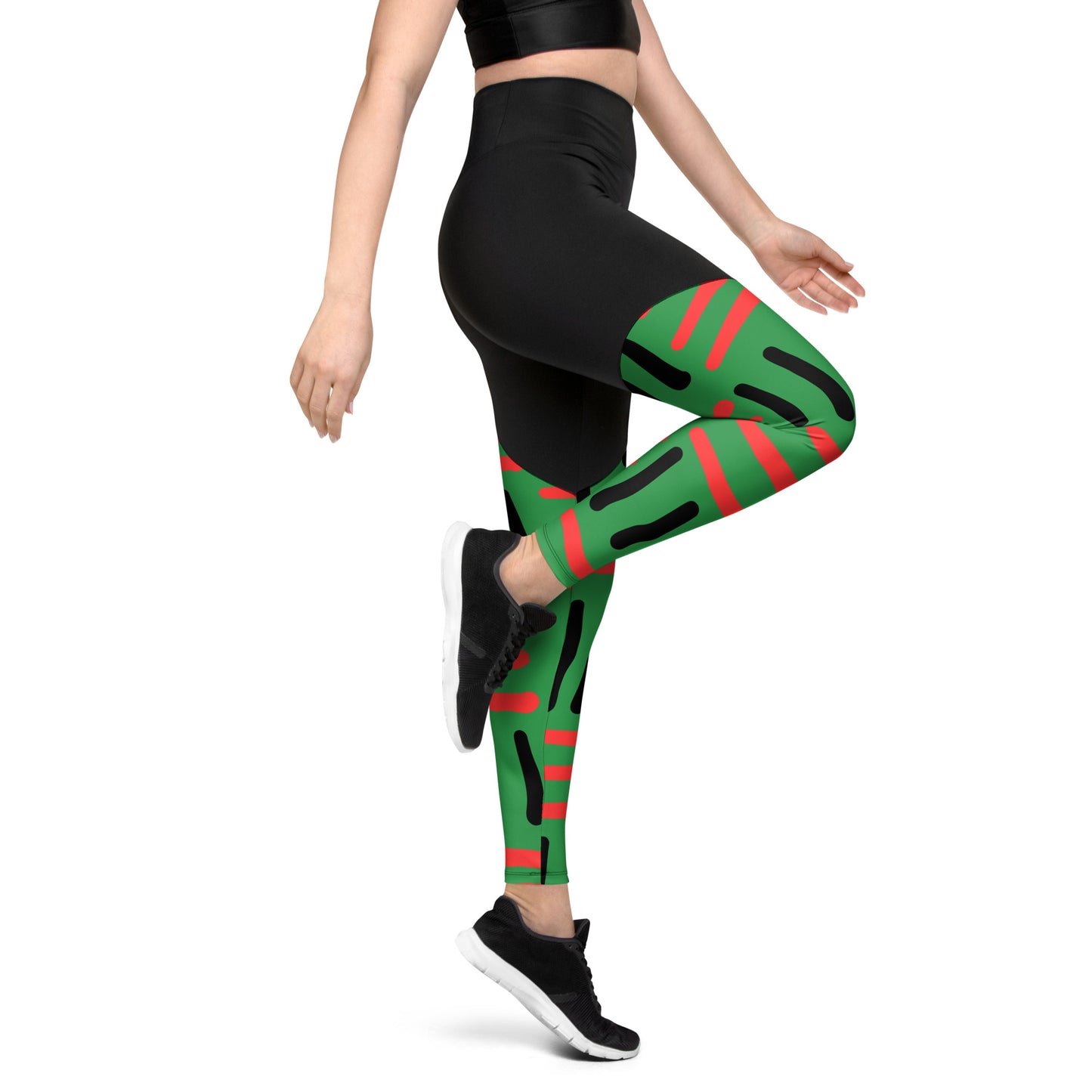 Bespoke Print II - JUNETEENTH - Black - Green - Red -Sports Leggings