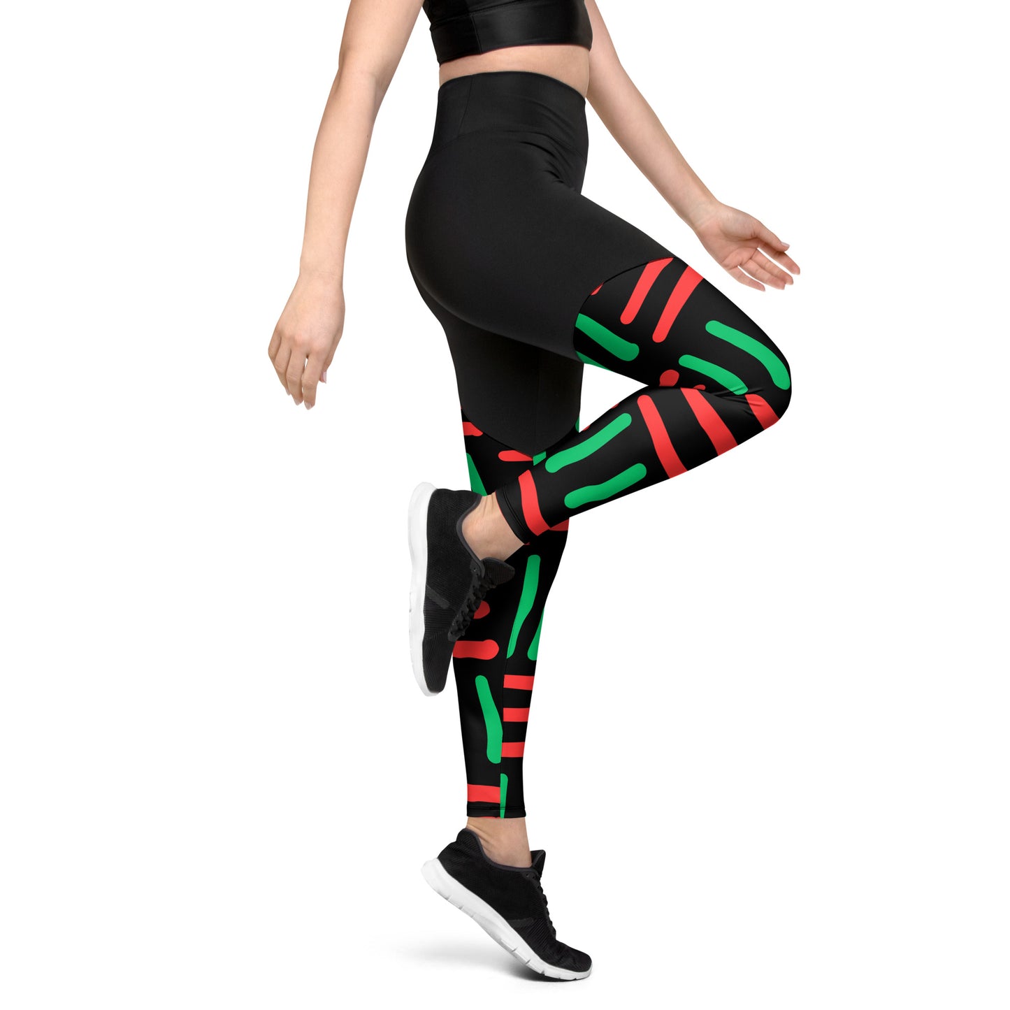 JUNETEENTH - Bespoke Prints II - Black, Red, Green - Sports Leggings