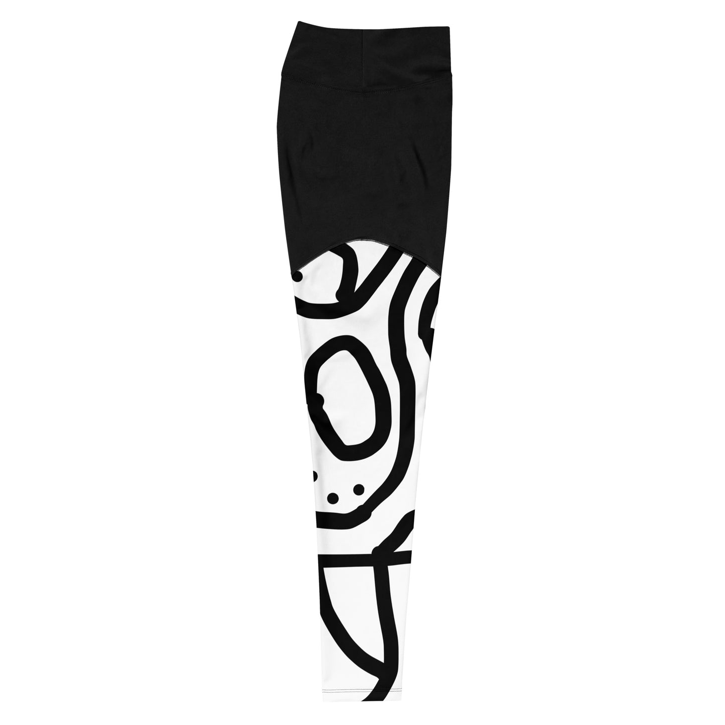 Bantu Print - Black and Blue Sports Leggings