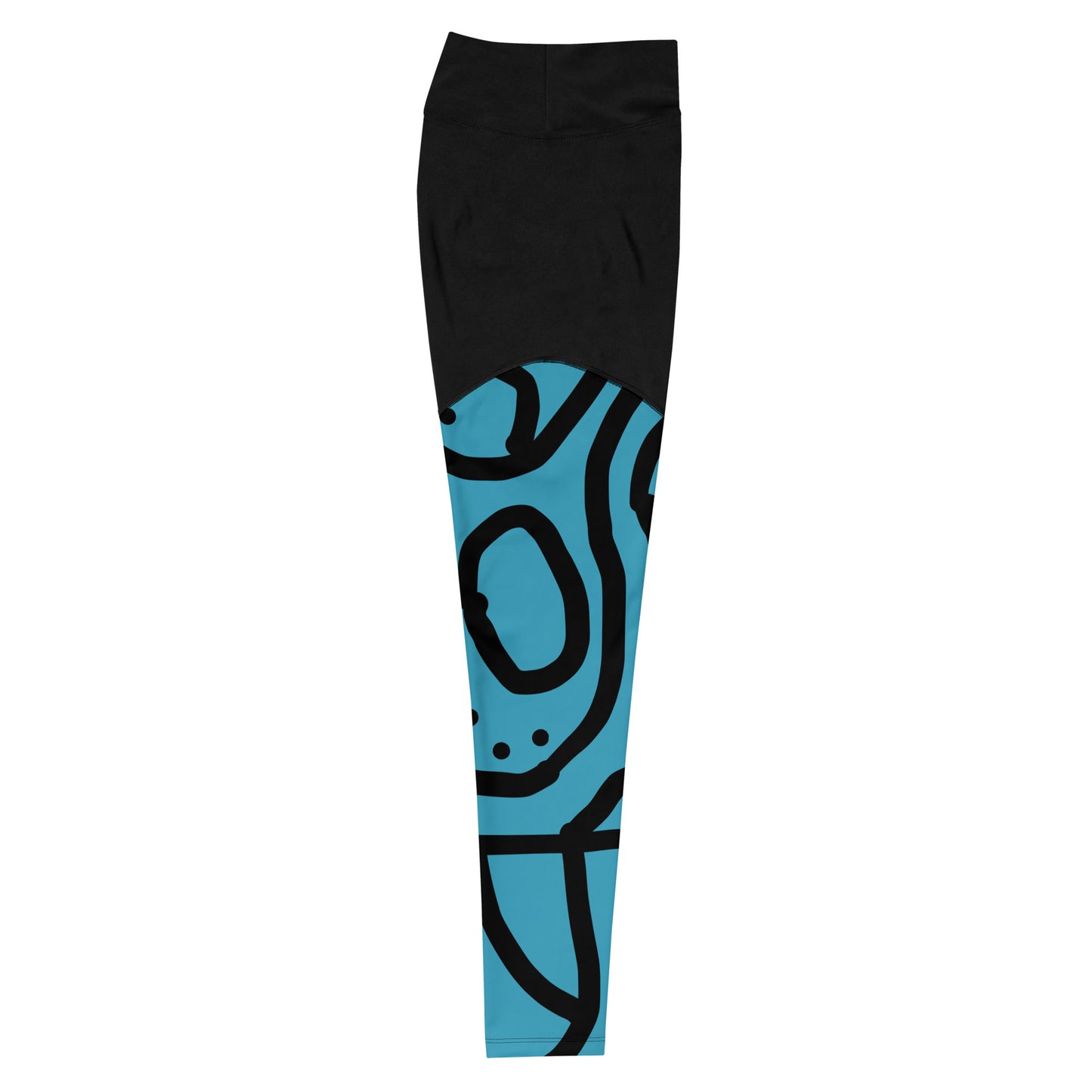 Bantu Print -Blue and Black -Sports Leggings