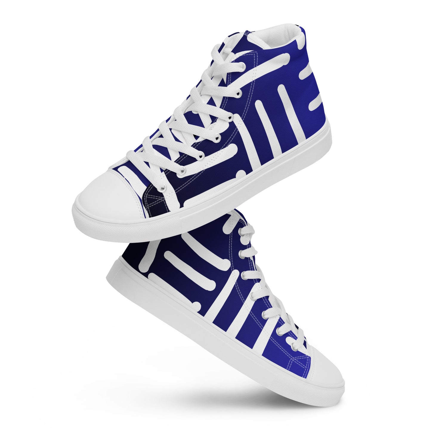 Bespoke Print II - Omber Blue and White - Women’s high top canvas shoes