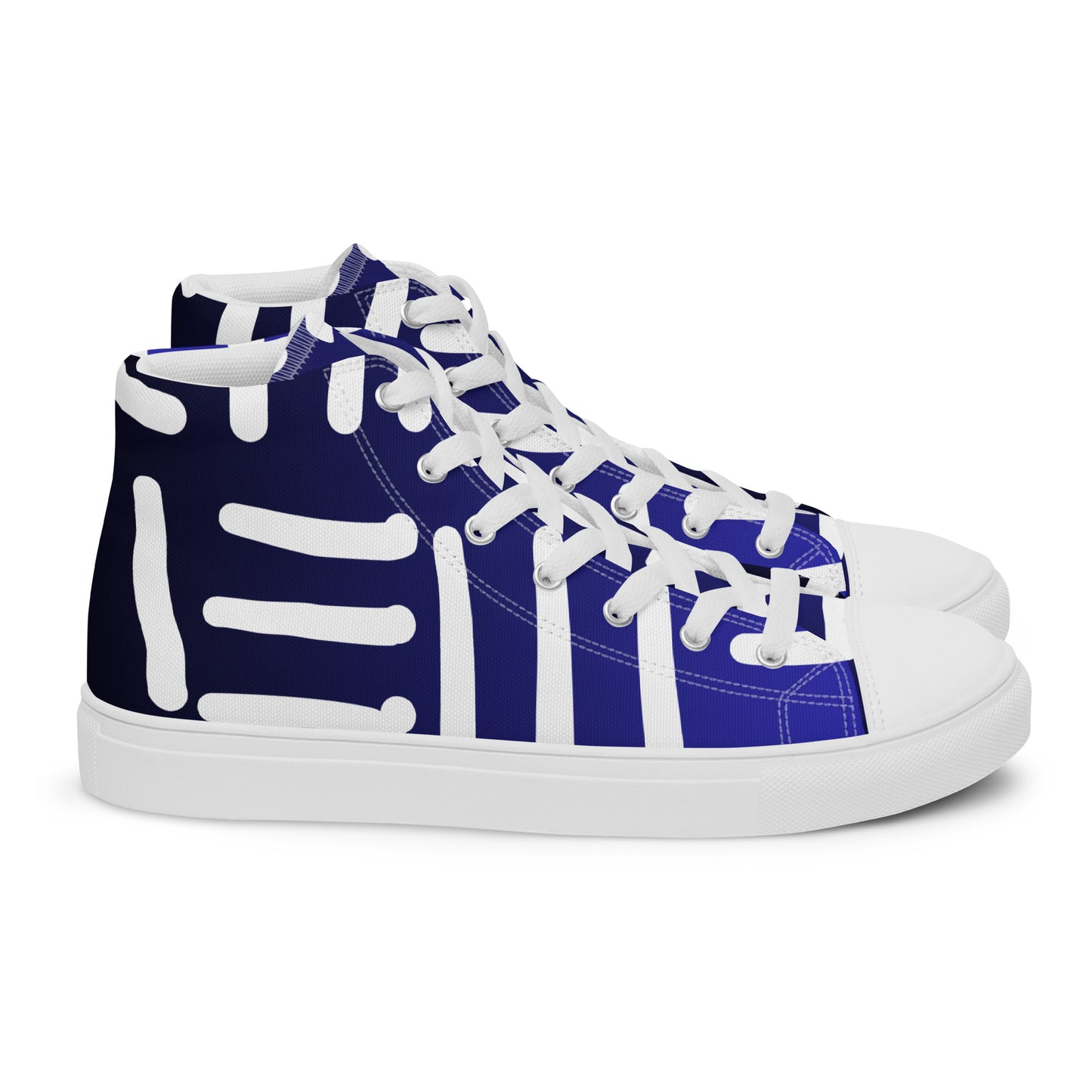 Bespoke Print II - Omber Blue and White - Women’s high top canvas shoes