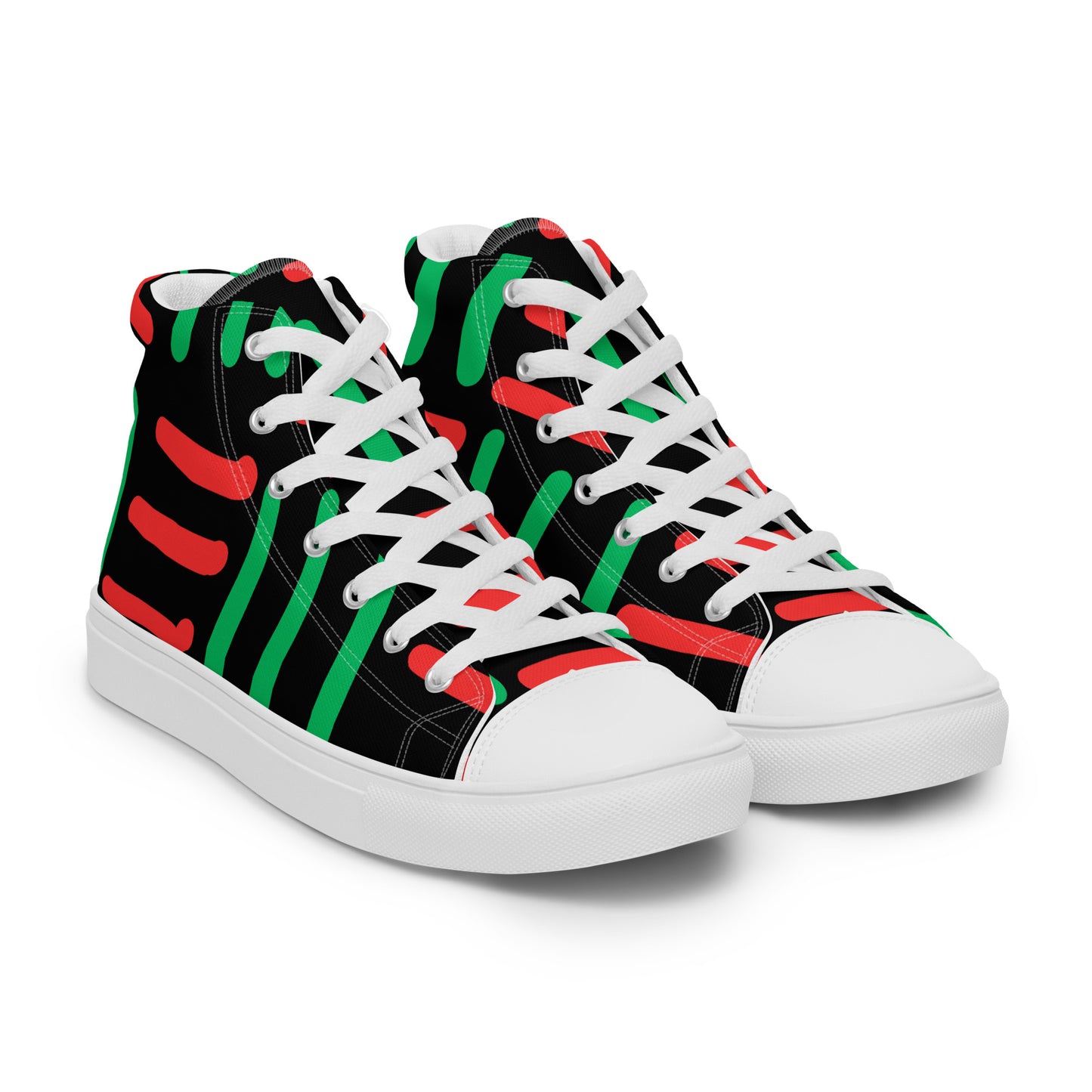 JUNETEENTH - BESPOKE PRINT II - BLACK, RED, GREEN - Women’s high top canvas shoes