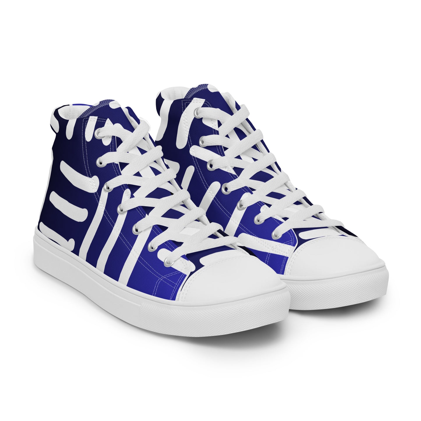 Bespoke Print II - Omber Blue and White - Women’s high top canvas shoes