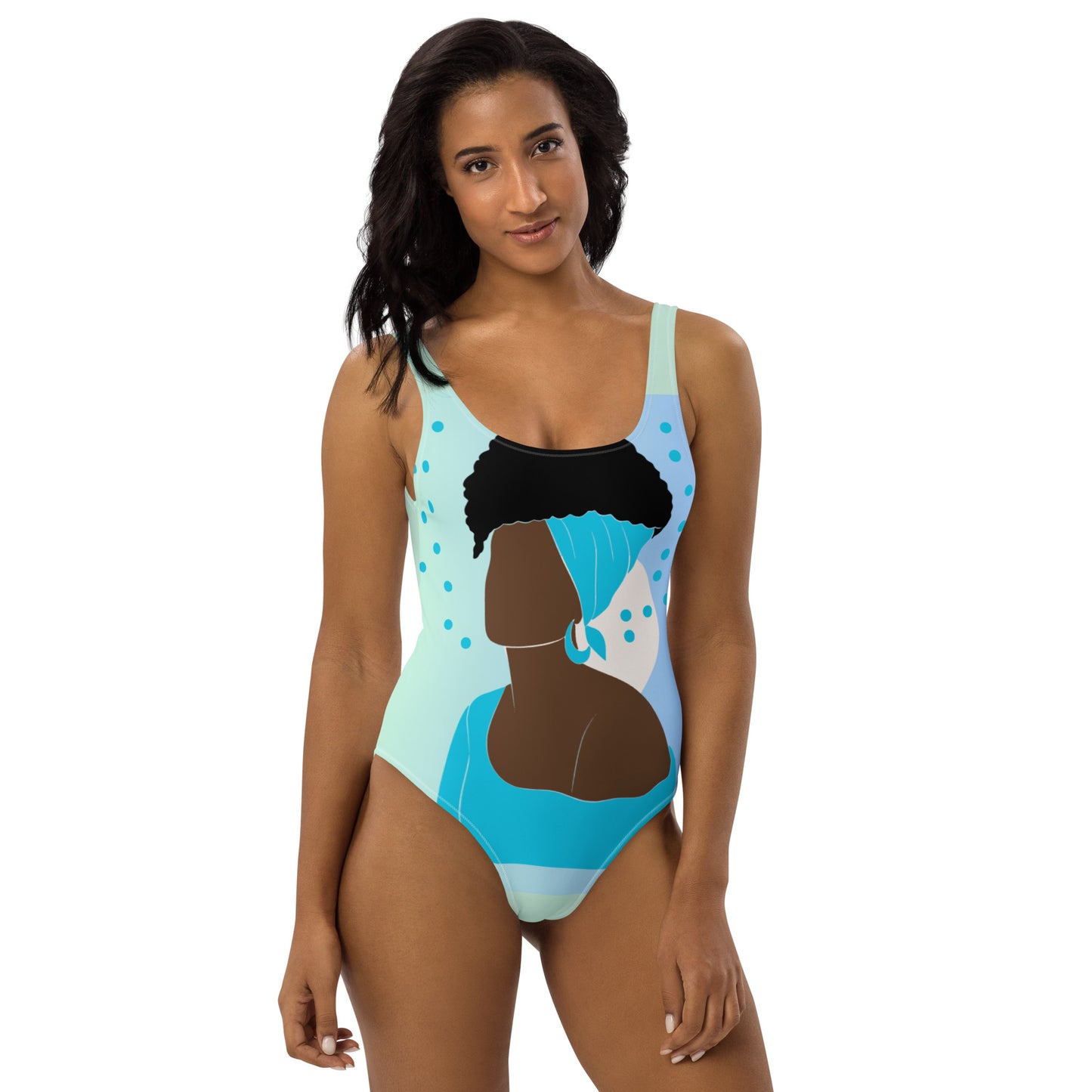 Bronze Lady - Blue and Turquoise- One-Piece Swimsuit