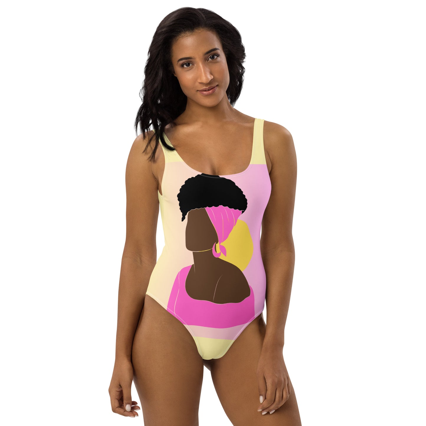 Bonze Lady One-Piece Swimsuit - Yellow and Pink