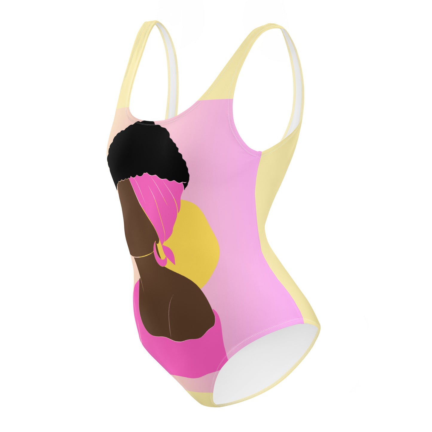 Bonze Lady One-Piece Swimsuit - Yellow and Pink