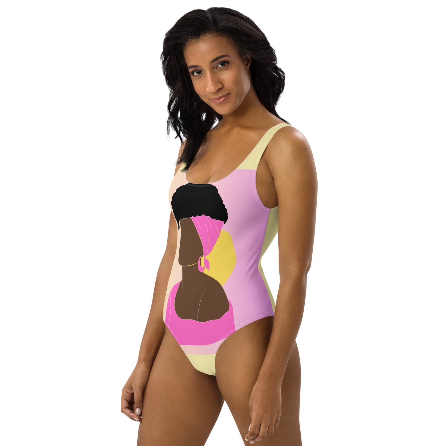 Bonze Lady One-Piece Swimsuit - Yellow and Pink