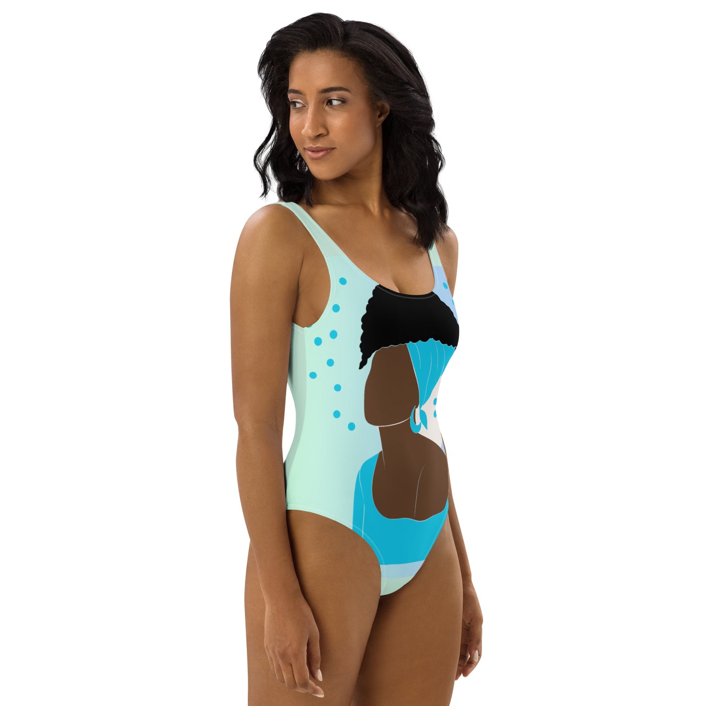 Bronze Lady - Blue and Turquoise- One-Piece Swimsuit