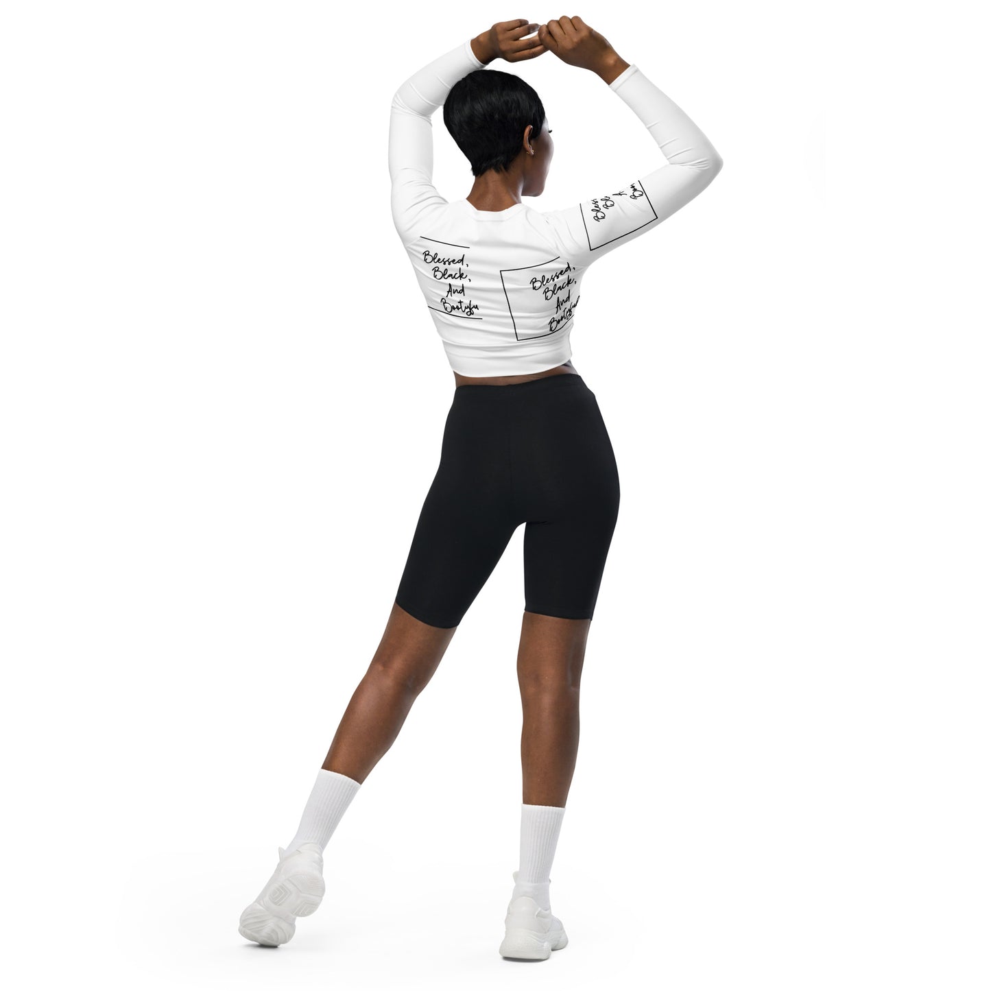 Blessed, Black and Bootyful - Recycled long-sleeve crop top