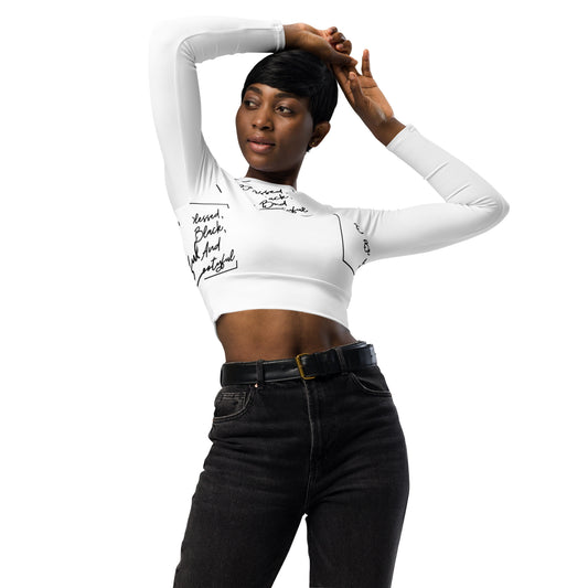 Blessed, Black and Bootyful - Recycled long-sleeve crop top