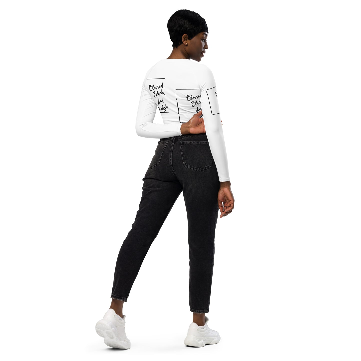 Blessed, Black and Bootyful - Recycled long-sleeve crop top